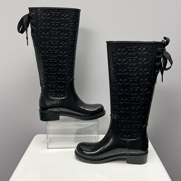Coach-Classic Signature Logo Lace Up Rain Boots - Picture 2 of 15